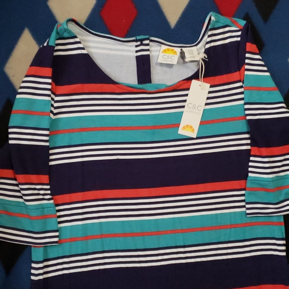 Striped knee-length  dress